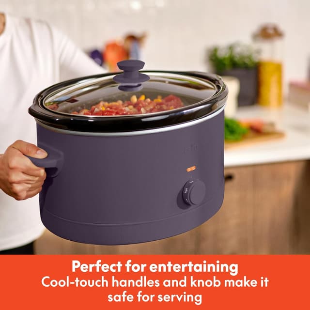 Detalle 2 de bella 6.0 Qt Manual Slow Cooker in Plum (Ceramic Nonstick, 3 Heat Settings)
