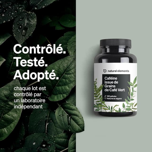 Detalle de Gélules de caféine 200 mg (180 gélules) – alternative naturelle aux comprimés, végane