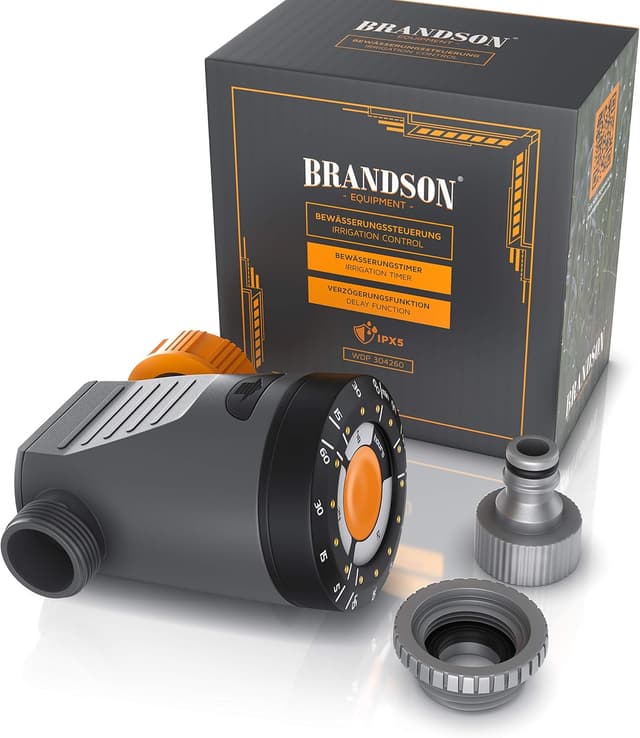 Thumbnail 6 de Brandson Bewässerungsuhr Wasserzeitschaltuhr mit Zyklus-, Dauer- und Delay-Funktion (Adapter für 1/2 + 3/4 Zoll)
