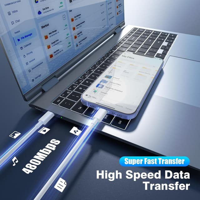 Detalle de QZIIW USB C to USB C Cable (3-Pack) up to 240W Fast Charging, PD3.1 Compatible