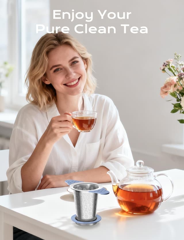 Detalle 2 de CTIANWXY Stainless Steel Tea Infuser for Loose Leaf Tea (Extra-Fine Mesh, Silicone Handles)