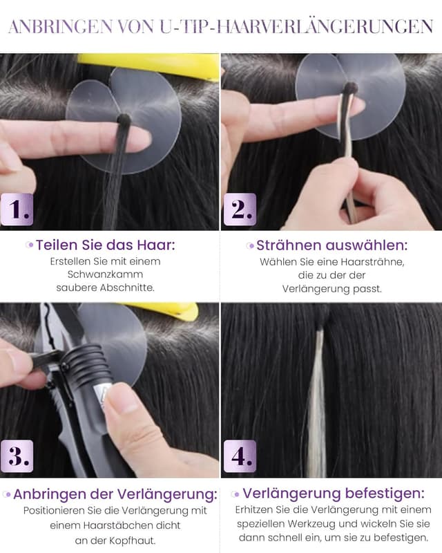 Detalle 2 de LaaVoo Echthaar Bonding Extensions mit Keratin-Bondings – Platinblond, #60, 55 cm (50 g/50 S)