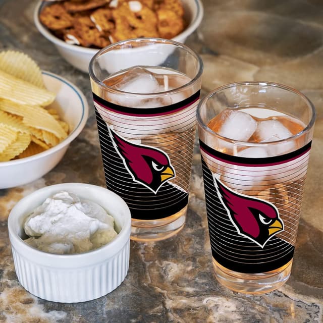 Detalle de Rico Industries NFL Football Main 16 oz Pint Glasses (Set of 2) with Digitally Printed Logo