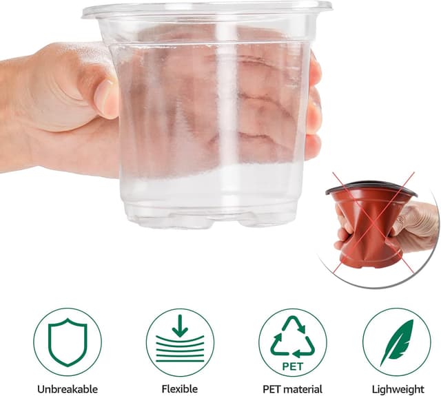 Detalle 2 de Bluepro 30-Pack 4-Inch Clear Nursery Pots with Humidity Dome for Seed Starting