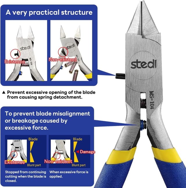 Detalle de stedi 4,7‑Zoll‑Modellzange mit ultradünner Einzelschneide (Blue) – Werkzeug für Kunststoff‑Modellbau