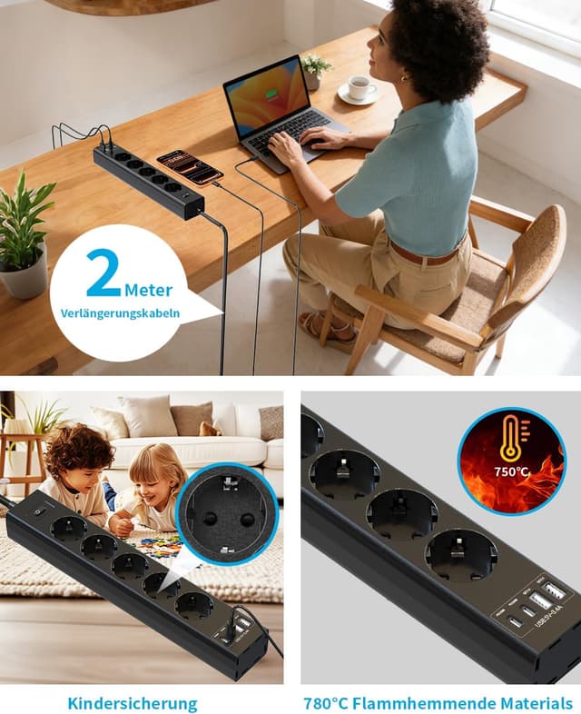 Thumbnail 3 de 360° Montierbare Steckdosenleiste USB