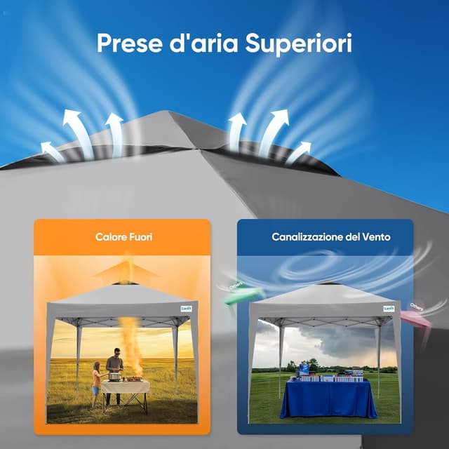 Detalle 2 de Quictent Gazebo pieghevole portatile 3x3 m con borsa di trasporto