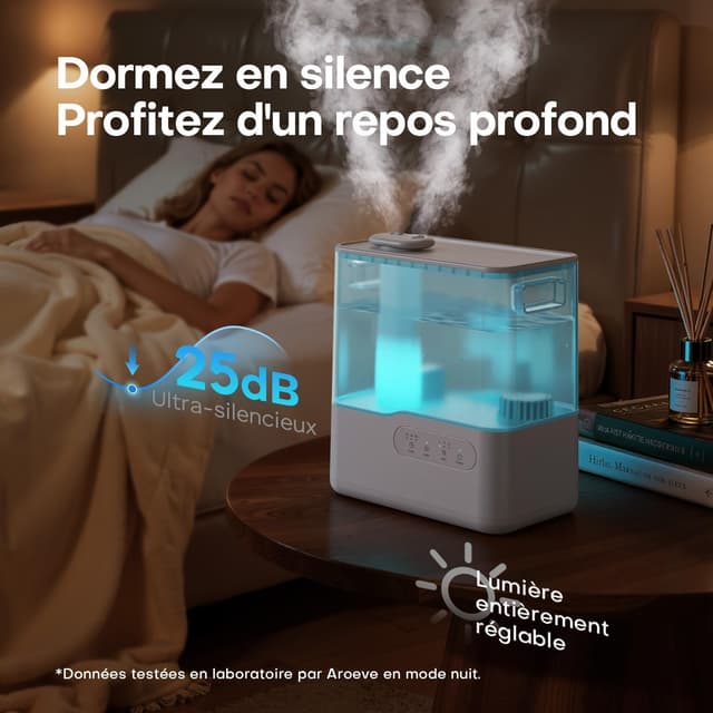 Detalle 2 de Humidificateur AROEVE 5L ultrasonique à remplissage par le dessus, brume froide + diffuseur d’huiles essentielles
