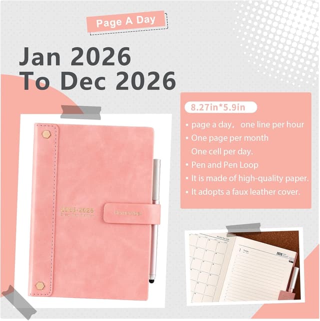 Thumbnail 2 de Mljtoyo Diary 2026 A5 Page‑a‑Day Pink