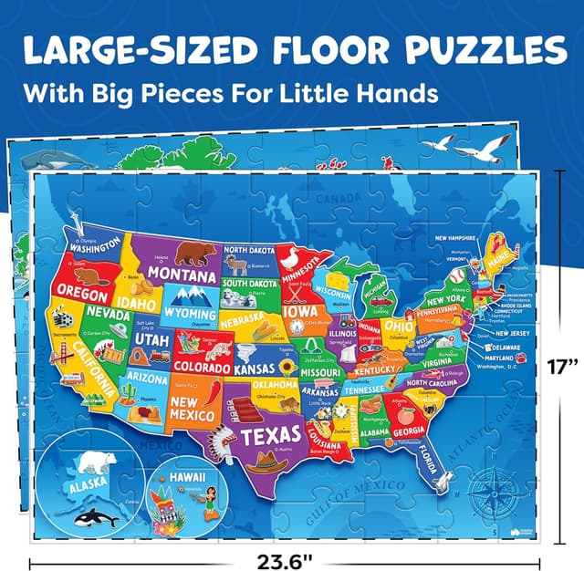 Detalle 2 de 145pc Geography Puzzles for Kids Ages 4-8