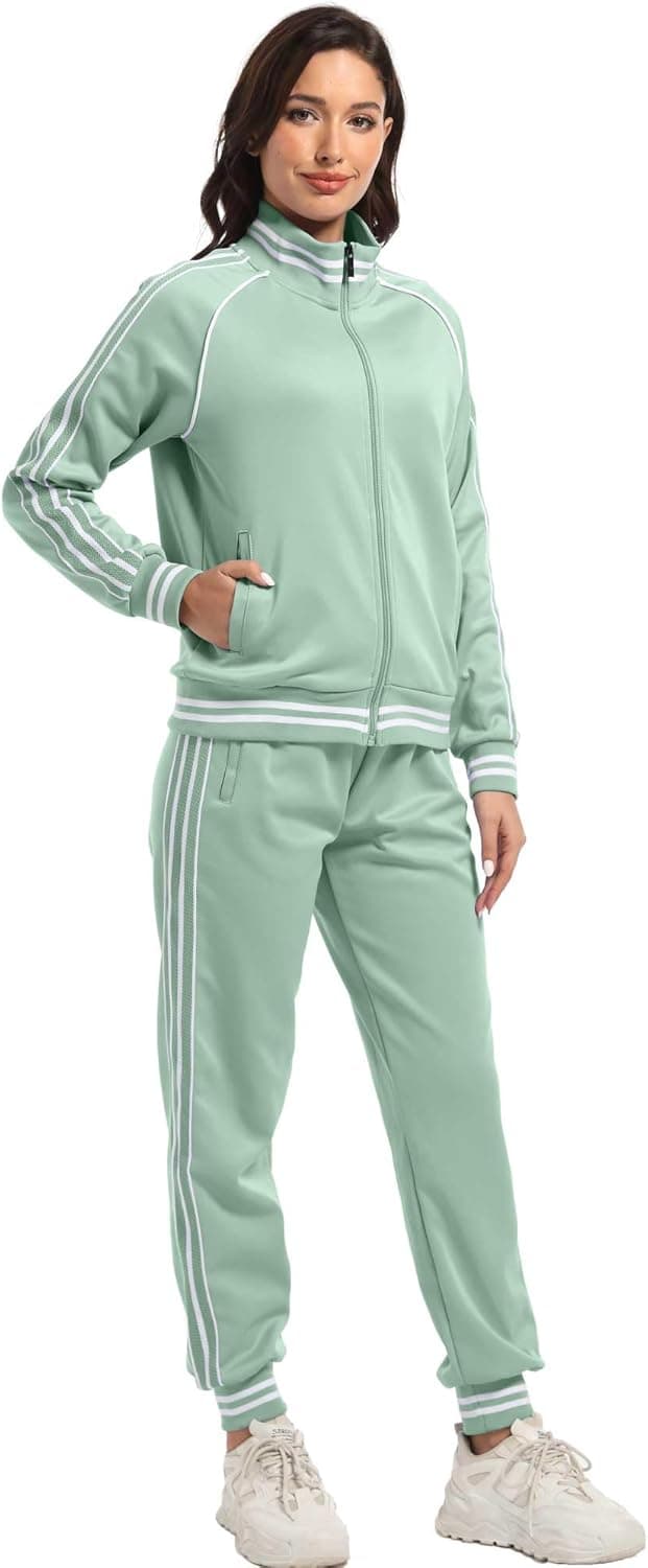 Detalle 2 de ANOTWENER Damen Trainingsanzug-Set mit Streifen (2-teilig, mit Taschen) S–XXL