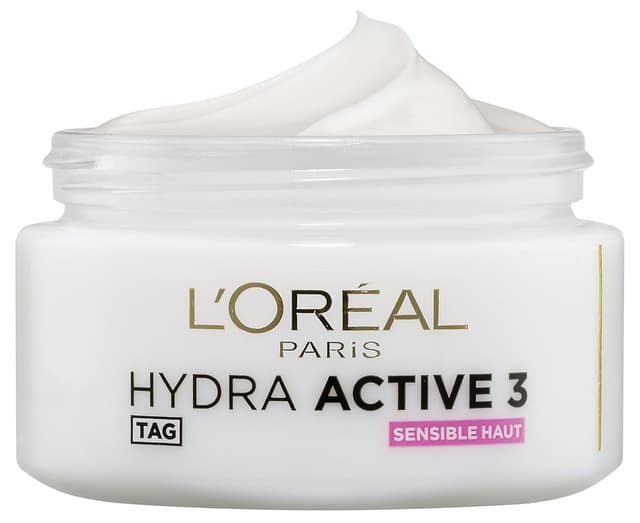 Detalle de L’Oréal Paris Hydra Active 3 Tagescreme für sensible Haut (50 ml) mit Glycerin & Vitamin E