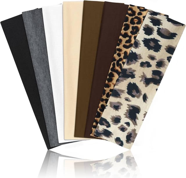 Detalle de AWUMBUK Sport-Stirnband für Damen & Herren, 8er-Pack, rutschfest, elastisch (schwarz)