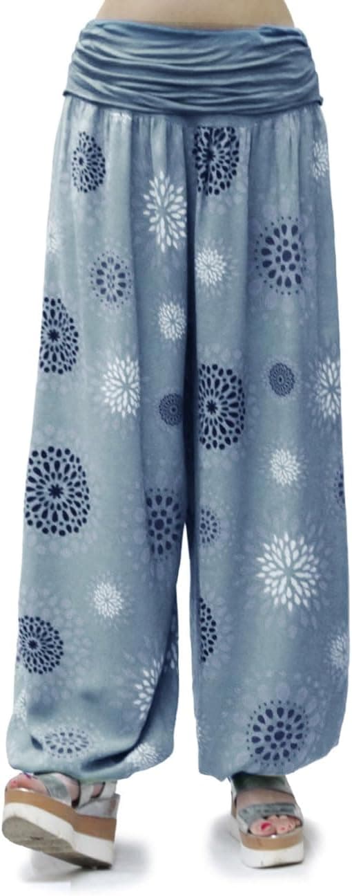 Detalle de Glamexx24 Damen Haremshose aus Viskose – leichte Pumphose im Aladin/Sarouel-Look für Sommer & Freizeit