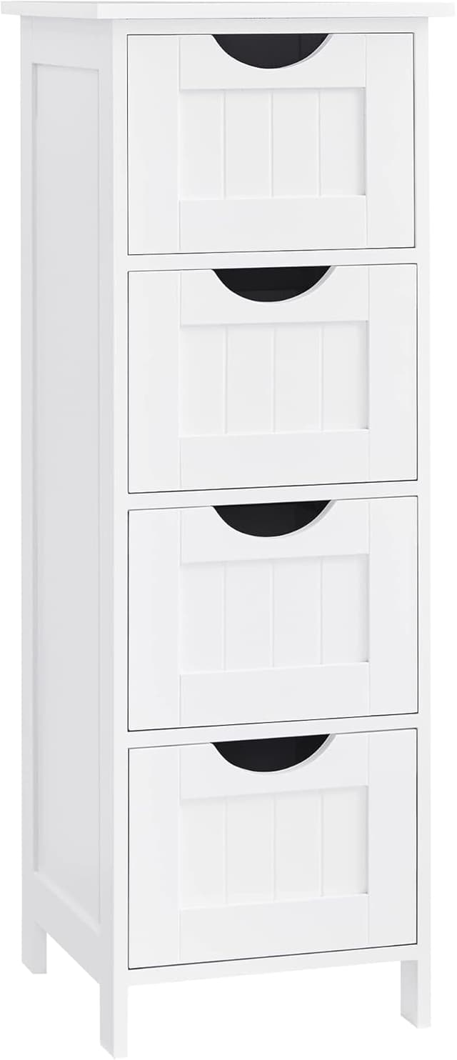 Detalle de VASAGLE Badezimmerschrank LHC40W mit 4 Schubladen (30 x 30 x 82 cm), weiß