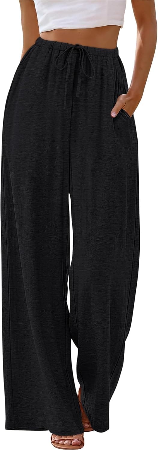 Detalle 2 de Sampeel Women’s Wide-Leg Drawstring Palazzo Pants with Pockets