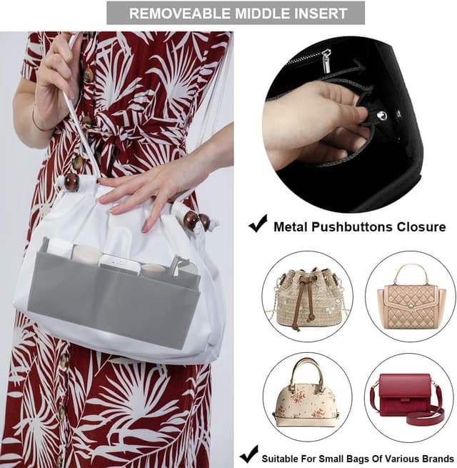 Detalle de Betoores Bag Felt Handbag Organiser Tote Folder with Zip Pocket, Black, L