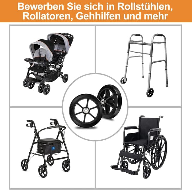 Thumbnail 6 de SAICOOS 2 Stück Ersatzräder 200 mm – solide PU-Reifen mit rutschfester ABS-Radnabe