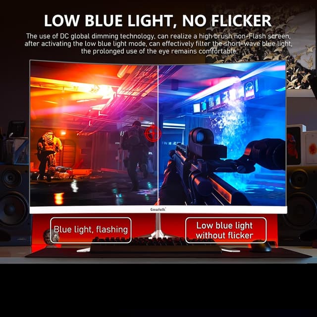 Detalle de Gawfolk 24 Inch Curved Gaming Monitor 120Hz