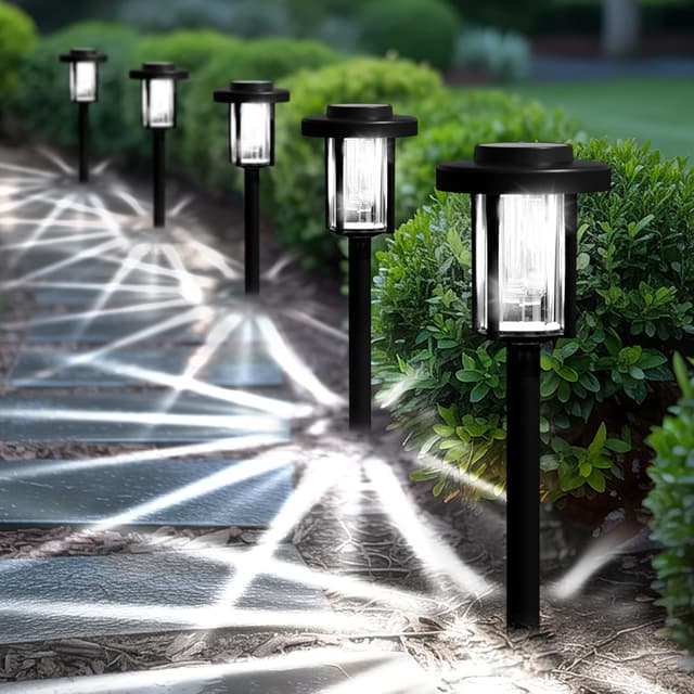 Detalle de Solpex Solar Lights Outdoor 6-Pack LED Garden Pathway Lights (Cold White, Waterproof IP65)
