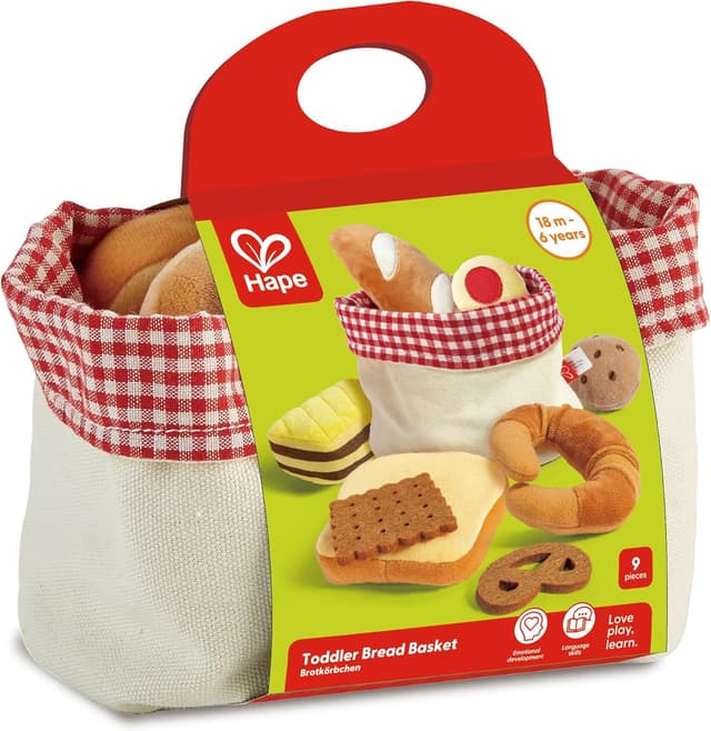 Detalle 2 de Hape E3168 Toddler Bread Basket soft food toy set for pretend play (3+ years)