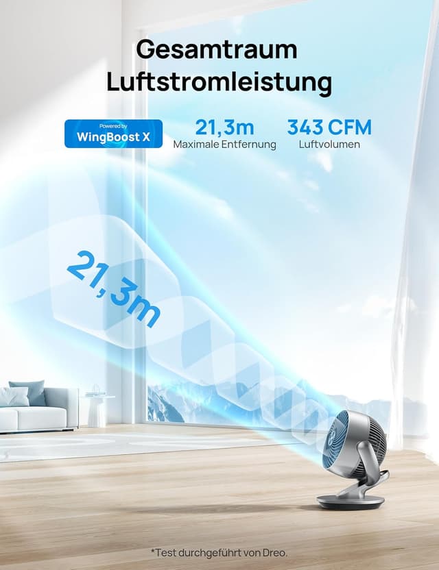 Detalle 2 de Dreo 28dB Leiser Smart Tischventilator für Schlafzimmer & Büro (Lynx S)