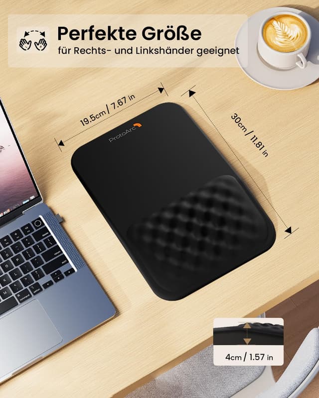 Thumbnail 6 de ProtoArc MP50 Mauspad mit Handgelenkauflage – PU-Leder, Memory-Schaum & rutschfeste Basis