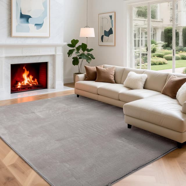 Imagen de Wohnzimmerteppich Kurzflor 140x200 Hellgrau en OfertitasTOP