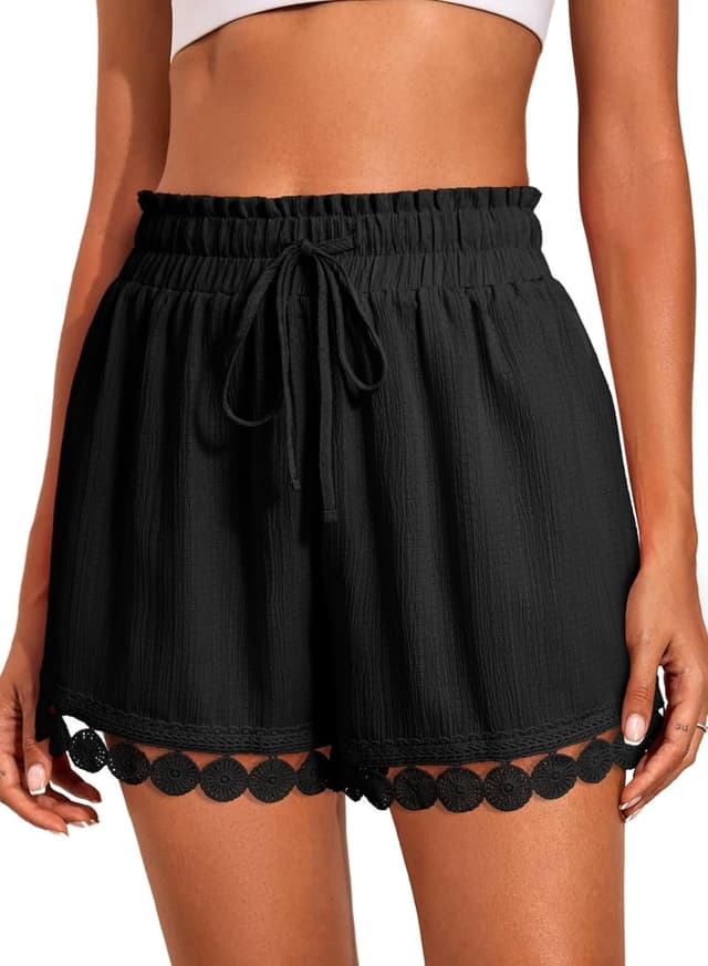 Detalle de Dokotoo Women’s Summer Lace Beach Cover Up Shorts with Elastic Waist & Drawstring