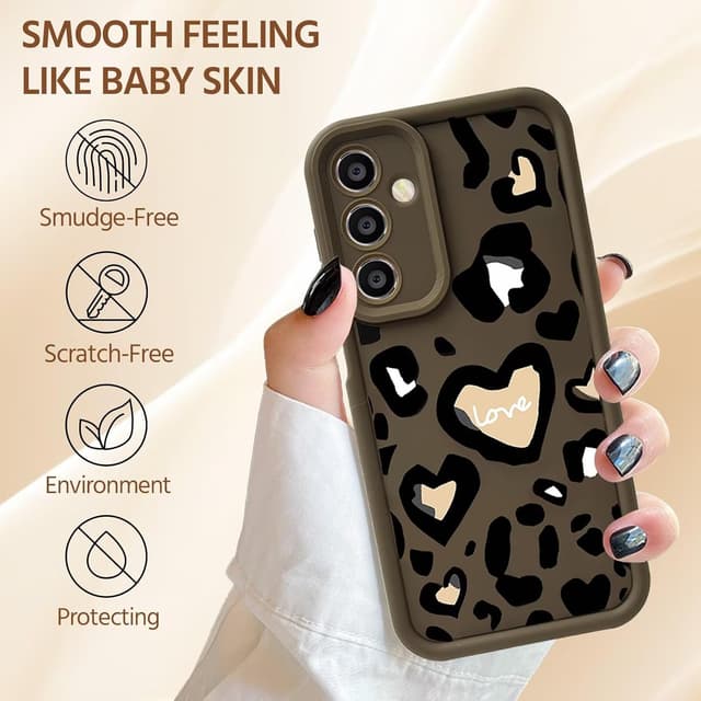 Detalle de YANJIEER ESONG Süße Leopardenmuster Handyhülle mit Herz-Design für Huawei P40 Lite / Nova 6SE / Nova 7i (Ultradünn, Silikon-TPU)