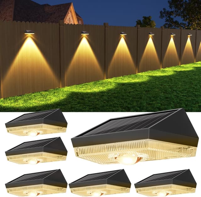 Detalle de ELLASAY Solar Fence Lights Outdoor Garden (6-pack) with 10 Colour Modes, IP65 Waterproof