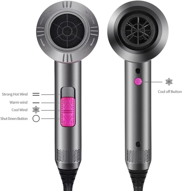 Detalle de CASAMAA Professional Ionic Hair Dryer with AC Motor, 2 Speed & 3 Heat Settings, Cool Shot, 2 Concentrators & Diffuser