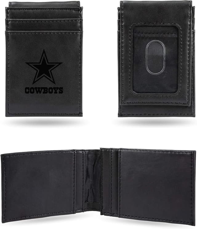 Detalle de Rico Industries Laser Engraved Front Pocket Wallet (Dallas Cowboys, Black)