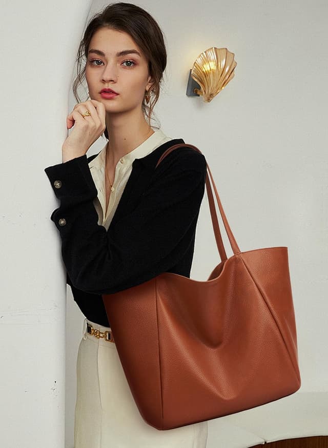 Thumbnail 6 de Large Tote Bags for Women with Top Handle & Zipper – PU Leather Work, Shopping, School & Travel Bag