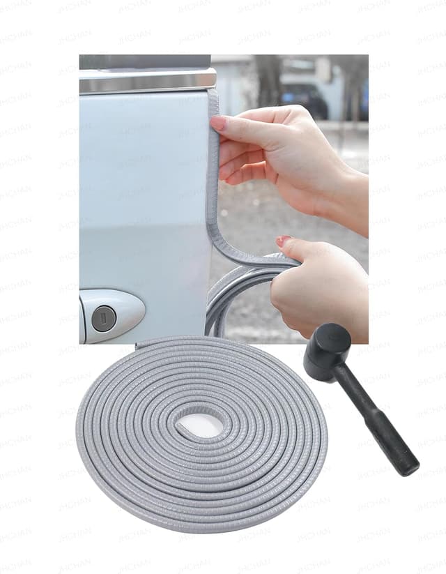 Detalle de Universal Car Door Edge Protector with Hammer (Grey, 10M) — weatherproof rubber trim stripe guard