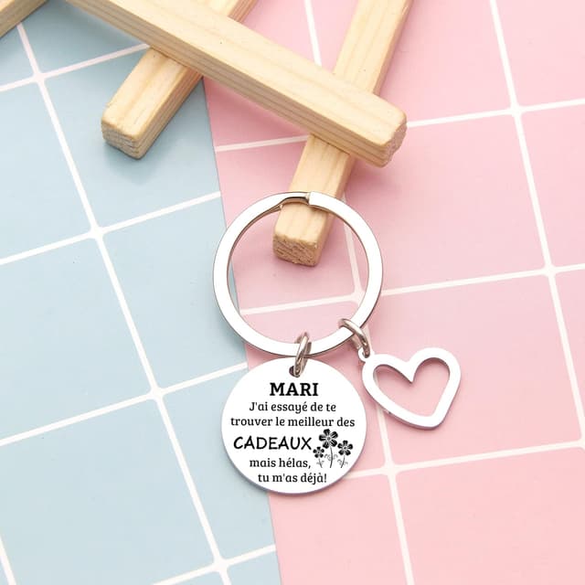 Detalle de ZYMGUO Porte-clés Mari, acier inox 2,5 cm