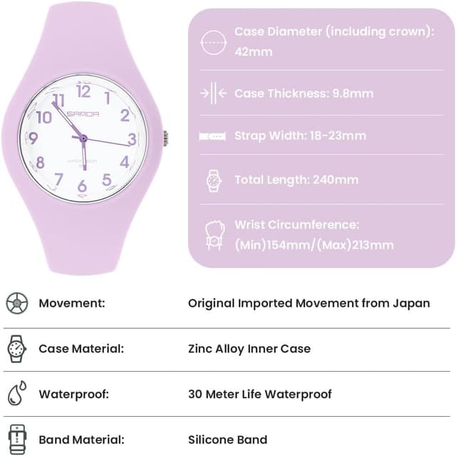 Detalle 2 de AOOSU Damenuhr Silikonband Analog Quarz