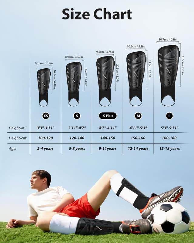 Detalle de AirsFish CE Certified Upgraded Soccer Shin Guards for Kids, Youth & Adults (Shin Guard Sleeves)