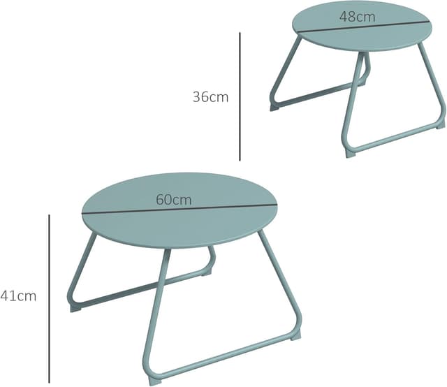 Detalle de Outsunny tables basses gigognes 2 Ø60
