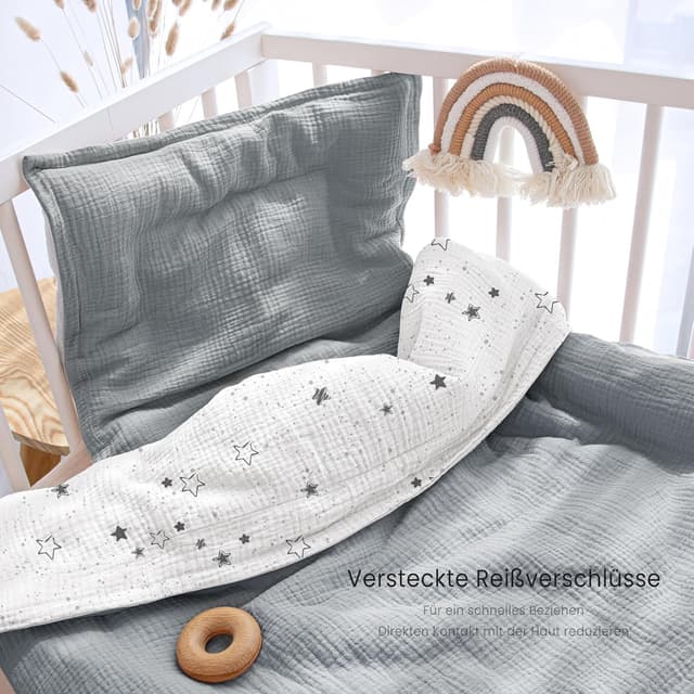 Detalle 2 de lulumoon Kinderbettwäsche 100x135 cm mit Kissenbezug 40x60 cm (Baumwolle, Oeko-TEX Standard)