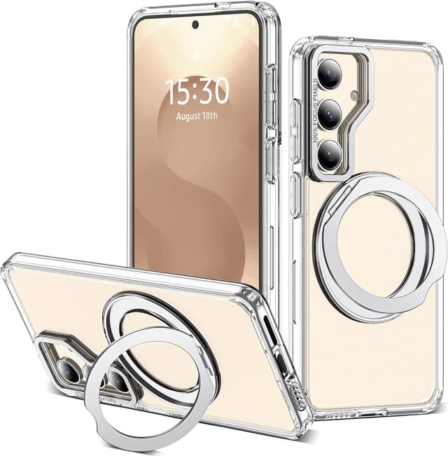 Detalle de Zalinbo for Samsung Galaxy S25 Case with 360° Rotatable Magnetic Ring Stand & Mag-Safe Compatibility