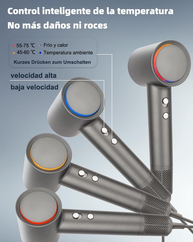 Thumbnail 4 de Nudwis Secador de pelo iónico 🚿 4 velocidades, viaje y hogar