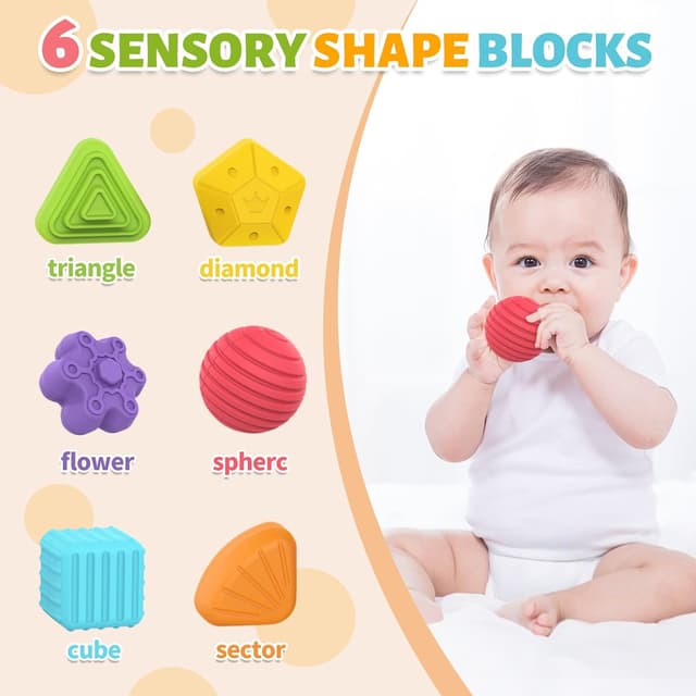 Detalle 2 de MINGKIDS Montessori 6-Pc Sensory Shape Set for 12-Months