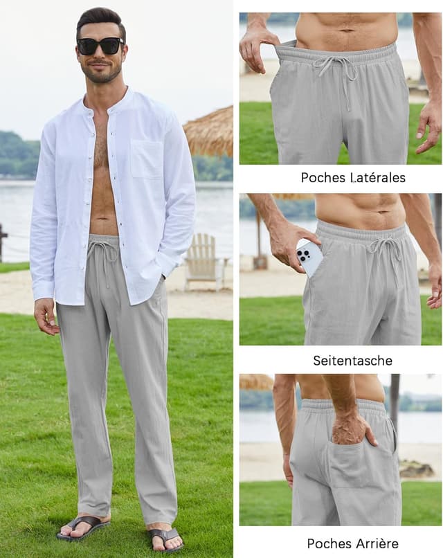 Detalle 2 de NANAMEEI pantalon coton lin homme yoga