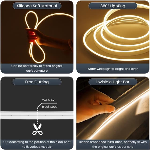 Detalle de Vsshe car LED strip light for trunk (4m) with automatic sensing, warm light