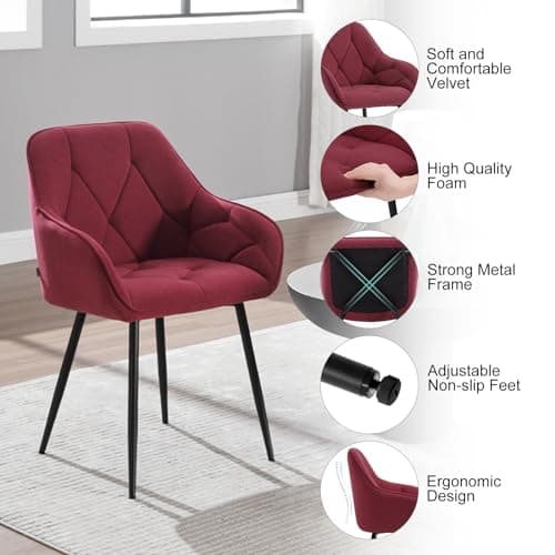 Thumbnail 4 de WOLTU EZS02bd-4 - Sillas de Cocina 💺 de Terciopelo Burdeos