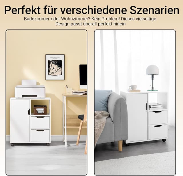 Thumbnail 4 de SoBuy FBT105-W Rollcontainer 60×70×35 cm 🗄