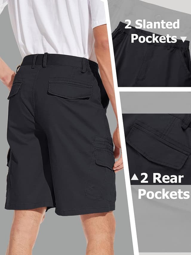 Detalle 1 de TACVASEN men’s elasticated waist cargo shorts with multi pockets (cotton & spandex)