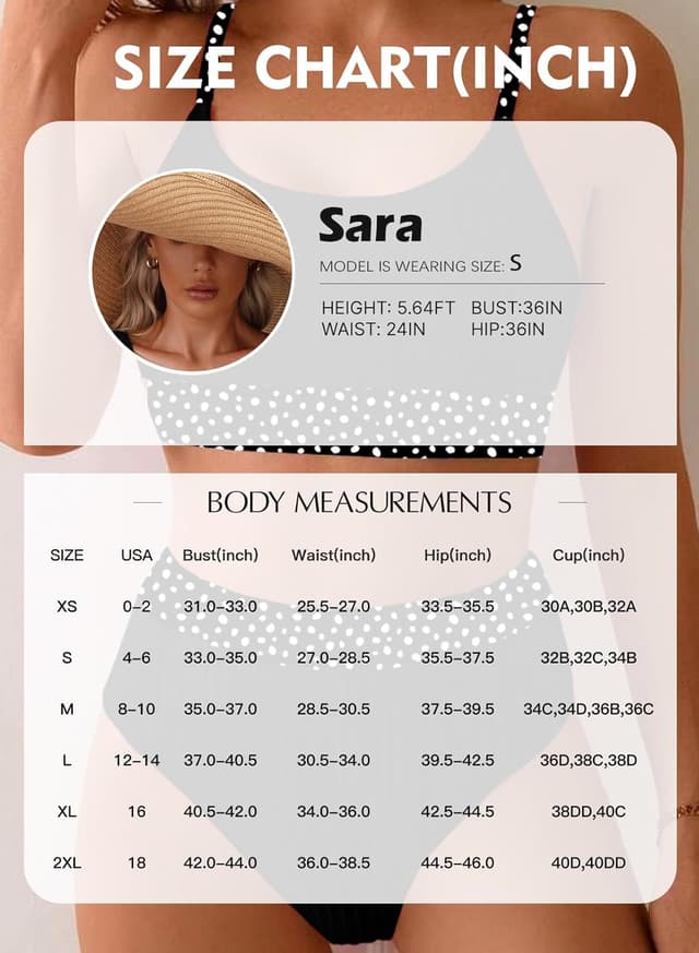 Detalle de Herseas Women's Textured Bikini Sets Floral Print Trim Scoop Neck (High-Waisted)