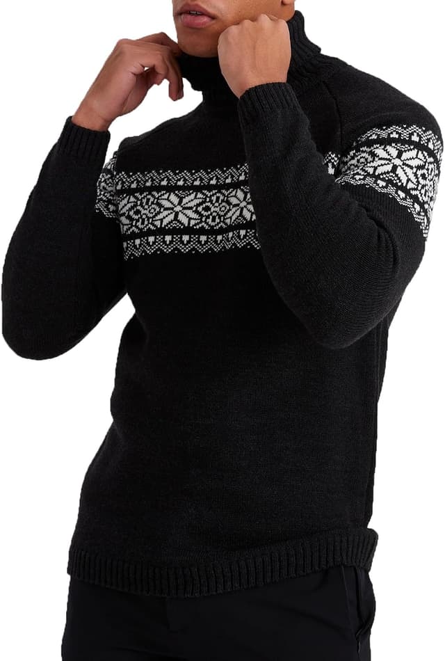 Detalle de Leif Nelson dolcevita da uomo a maglia norvegese con motivo invernale